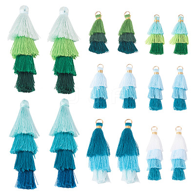 16Pcs 8 Styles Polycotton(Polyester Cotton) Tassel Pendant Decorations FIND-TA0009-19-1