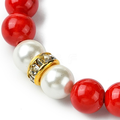 Valentine's Day Natural Dyed Mashan Jade Beaded Stretch Bracelets for Women BJEW-TA00575-1