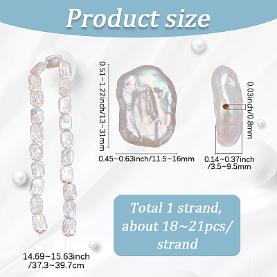 1 Strand Natural Baroque Pearl Keshi Pearl Beads Strands PEAR-SC0001-48-1