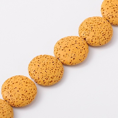 Lentil Dyed Synthetic Lava Rock Beads Strands G-N0103-13-1