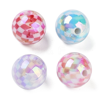 UV Plating Rainbow Iridescent Acrylic Beads OACR-O008-02A-1