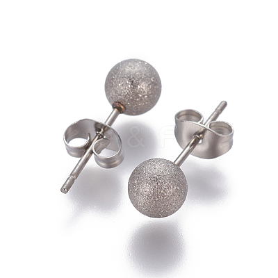 Tarnish Resistant 304 Stainless Steel Ear Studs EJEW-G253-6mm-P-1