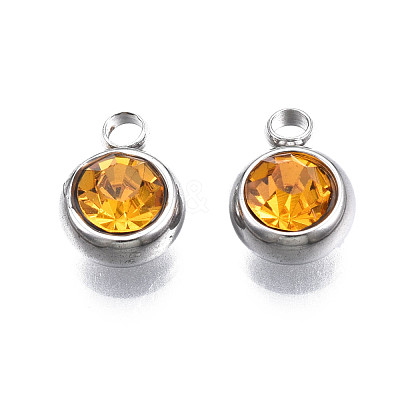 201 Stainless Steel Rhinestone Charms STAS-S068-18-1