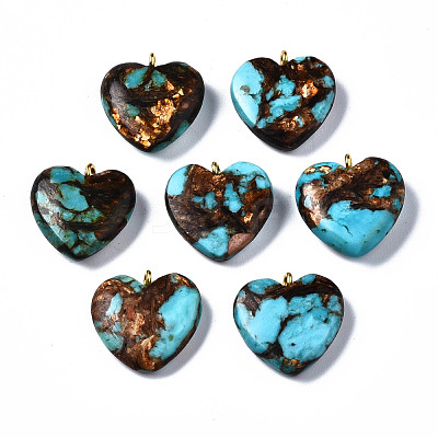 Assembled Bronzite and Synthetic Turquoise Pendants G-T111-04C-1
