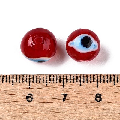 Handmad Evil Eye Round Lampwork Beads LAMP-T021-17D-1