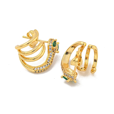 Brass Pave Cubic Zirconia Clip-on Earrings EJEW-N054-47G-1