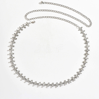Alloy Crystal Rhinestone Flat Round Link Waist Chains for Women WGC7710-01-1