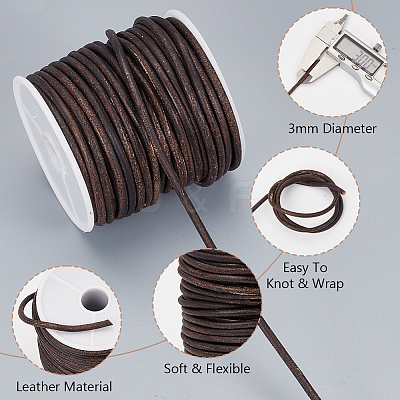 20M Round Cowhide Leather Cord WL-WH0015-01C-03-1