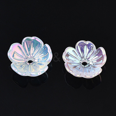 5-Petal Electroplate Acrylic Bead Caps X-PACR-T014-05-1