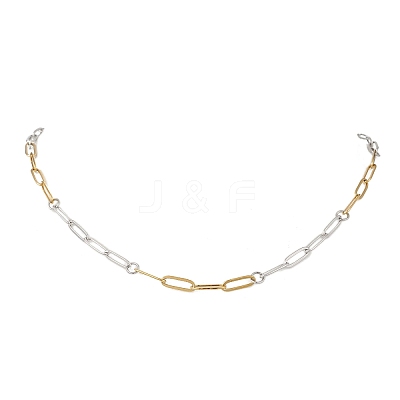 4MM Two Tone 304 Stainless Steel Paperclip Chain Necklaces NJEW-JN05625-1
