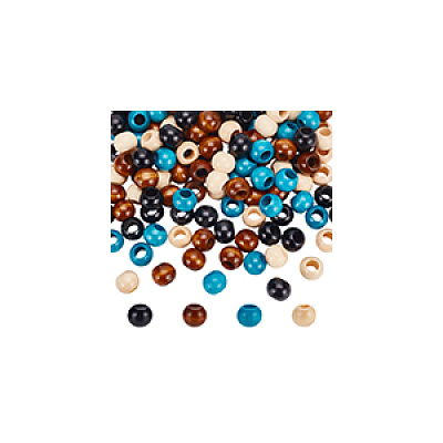 4 Colors Wood Large Hole Beads WOOD-FG0001-52-1