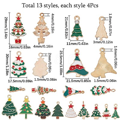 52Pcs 13 Style Alloy Enamel Pendants ENAM-SC0003-56-1