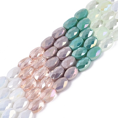 Electroplate Imitation Jade & Opaque & Transparent Glass Beads Strands EGLA-Q135-4x6MM-01D-1