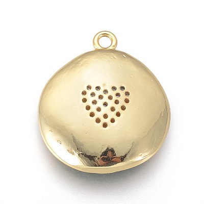 Golden Plated Brass Micro Pave Cubic Zirconia Pendants KK-F809-07G-01-1