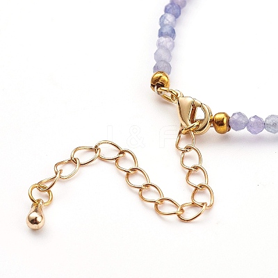 Faceted Natural Tanzanite Beaded Bracelets for Women BJEW-JB05928-01-1