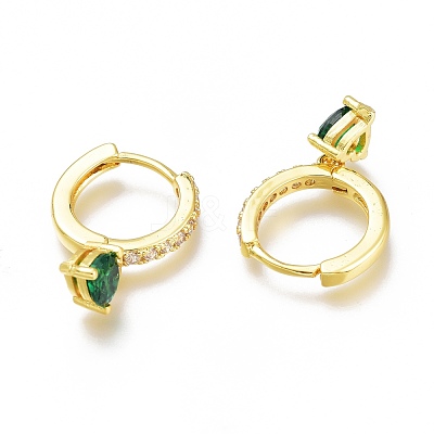 Brass Micro Pave Cubic Zirconia Huggie Hoop Earrings ZIRC-H102-14A-G-1