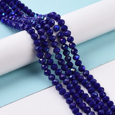 Electroplate Opaque Solid Color Glass Beads Strands X1-EGLA-A034-P4mm-L12-1
