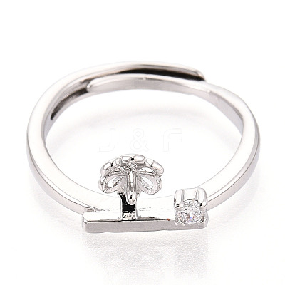 Flower Brass Micro Pave Cubic Zirconia Cup Peg Ring Settings KK-N274-31P-1