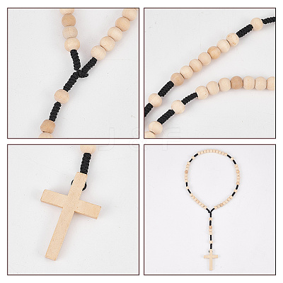 6Pcs Wood Cross Hanging Pendant Decorations HJEW-AR0001-13-1