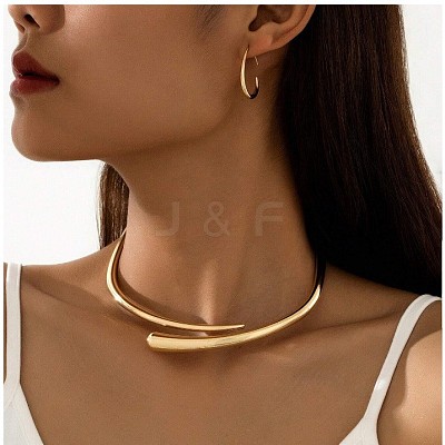 Teardrop Alloy Necklaces & Cuff Earring Sets FS-WGCF282-01-1