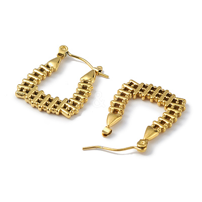 Ion Plating(IP) 304 Stainless Steel Rectangle Hoop Earrings for Women EJEW-I284-03G-1