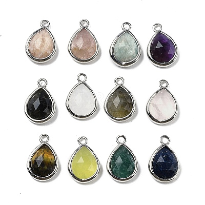 Natural Gemstone Faceted Pendants G-U019-05P-1
