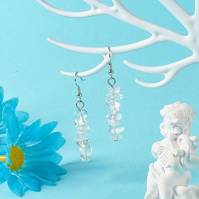 Natural Quartz Crystal Chip Beads Dangle Earrings EJEW-JE04649-06-1