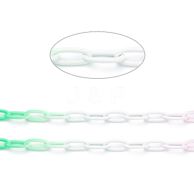 Eco-friendly Spray Painted Handmade Brass Paperclip Chains KK-J276-18-P17-1