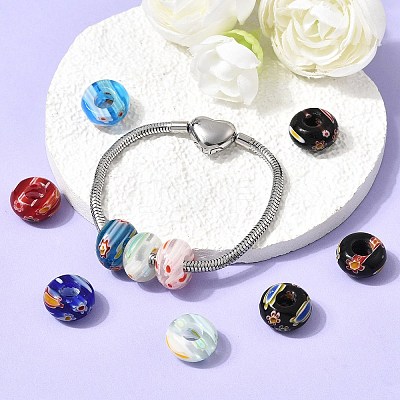 Handmade Millefiori Lampwork European beads LK-R010-M-1