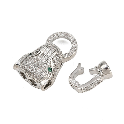 Brass Micro Pave Cubic Zirconia Fold Over Clasps ZIRC-L062-K01-P-1