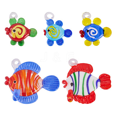 5Pcs 5 Colors Handmade Lampwork Pendants LAMP-TA0002-14-1