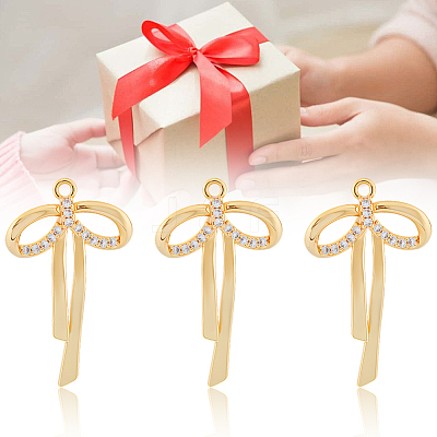 12Pcs Brass Micro Pave Clear Cubic Zirconia Pendants KK-BBC0022-12-1
