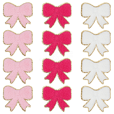 12Pcs 3 Colors Polyester Embroider Thread Iron on/Sew On Patches PATC-HY0001-61-1