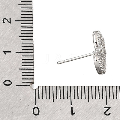 Brass Micro Pave Cubic Zirconia Stud Earring Findings with Loops CU-CBA1682-01P-1