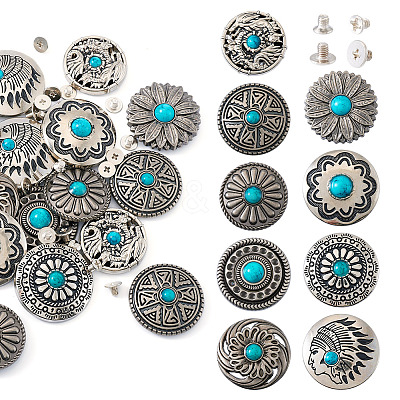 18 Sets 9 Styles Alloy Decorative Rivets BUTT-TA0001-20-1