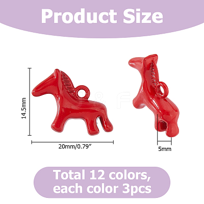 36Pcs 12 Colors Alloy Pendants FIND-HS0002-61-1