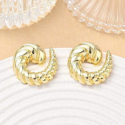 Twisted Brass Stud Earrings for Women KK-CBAD851-22G-1