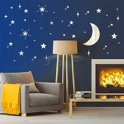 Star Acrylic Mirror Wall Stickers DIY-PH0017-37B-1