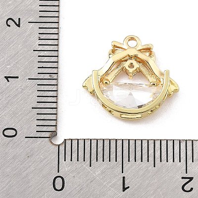 Brass Micro Pave Clear Cubic Zirconia Pendants KK-K371-30G-1