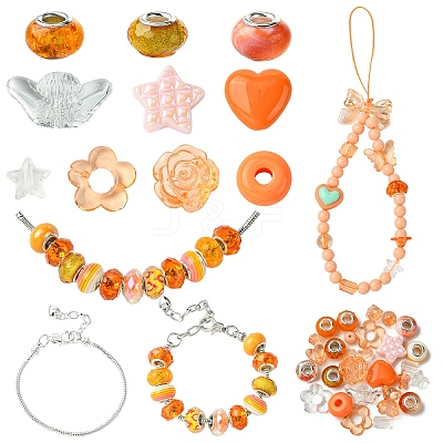 DIY Acrylic & Resin European Beads & Brass Bracelets Making Kits DIY-YW0012-33-1