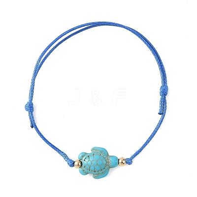 4Pcs 4 Colors Ocean Dyed Synthetic Turquoise Sea Turtle Beaded Adjustable Waxed Polyester Cord Bracelets for Women BJEW-JB14243-03-1