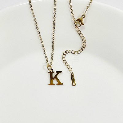 304 Stainless Steel Letter Pendant Necklaces NJEW-WH0027-26K-G-1