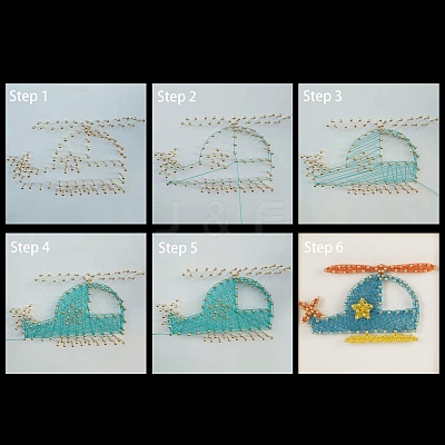 Helicopter Pattern DIY String Art Kit Sets DIY-F070-09-1