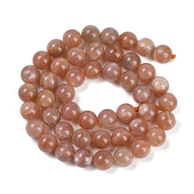 Natural Sunstone Round Bead Strands G-F266-11-8mm-01-1