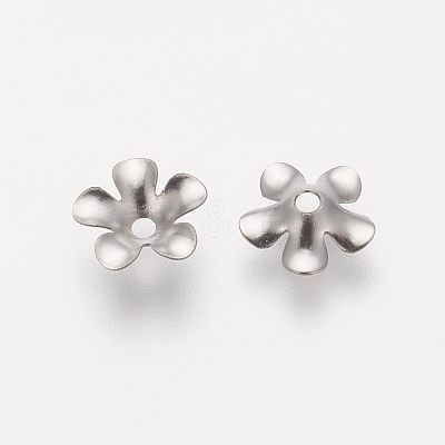 Tarnish Resistant 5-Petal 304 Stainless Steel Flower Bead Caps STAS-L205-09B-1