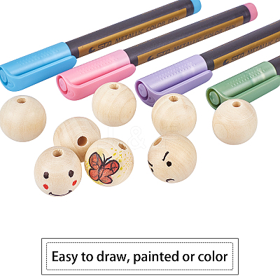 Natural Unfinished Wood Round Beads WOOD-PH0008-91-10mm-1