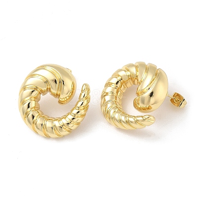 Twisted Brass Stud Earrings for Women KK-CBAD851-22G-1