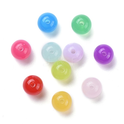 Imitation Jade Acrylic Beads SACR-S188-10mm-M-1