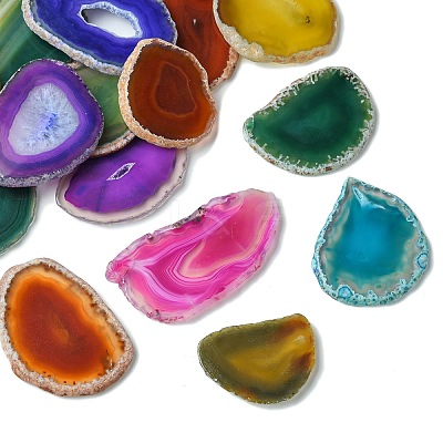 Mixed Electroplate Gemstone Natural Dyed & Heated Agate Slices G-L138-06-1