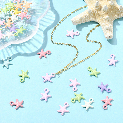 36Pcs Baking Paint Alloy Pendants FIND-SP0004-16B-1
